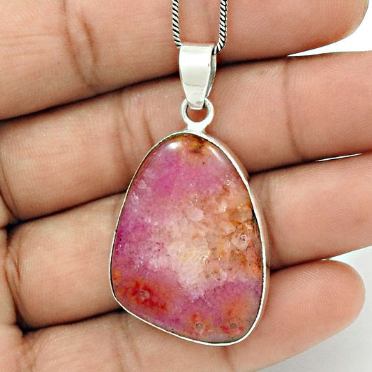 Natural Fuchsite Gemstone Pendant Ethnic 925 Sterling Silver For Women P19