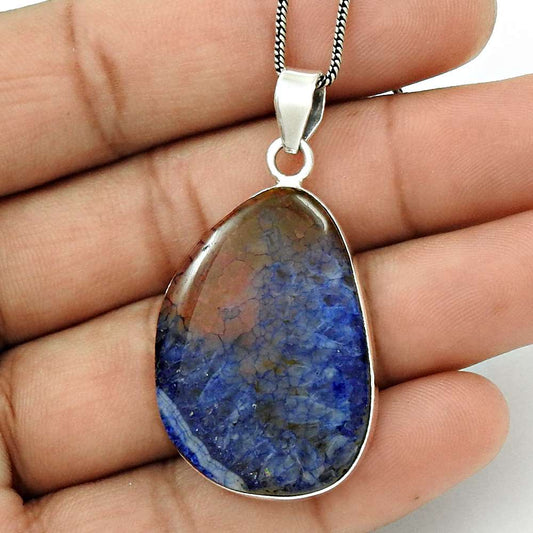 Natural Fuchsite Gemstone Pendant Vintage 925 Sterling Silver For Girls Q3