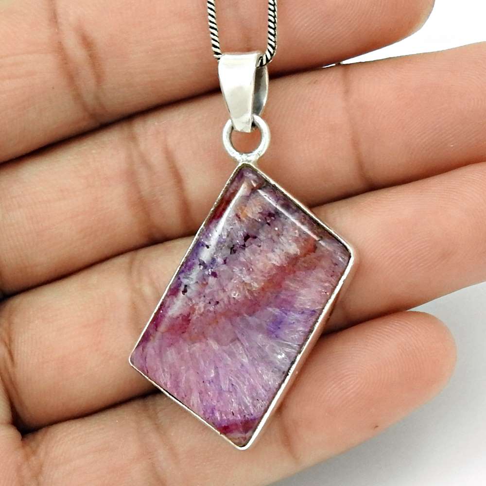 Gift For Her 925 Sterling Silver Natural Fuchsite Gemstone Pendant Tribal R19