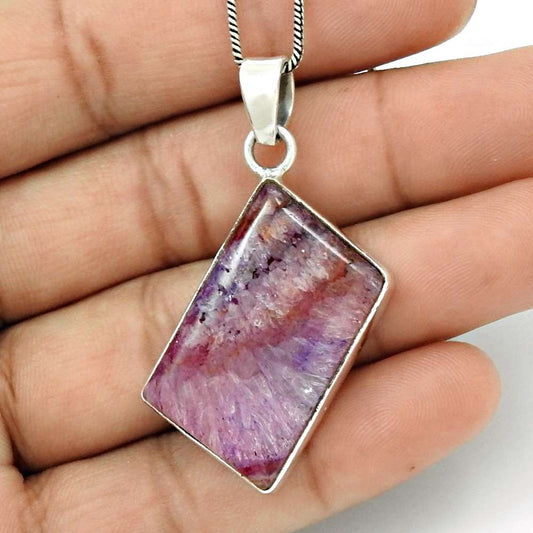 Gift For Her 925 Sterling Silver Natural Fuchsite Gemstone Pendant Tribal R19
