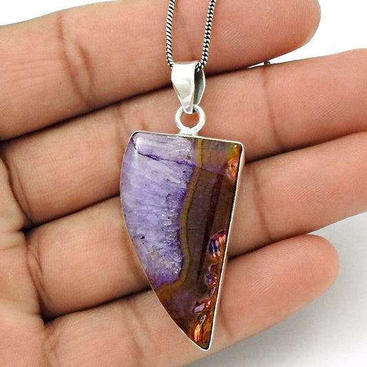 Natural Fuchsite Gemstone 925 Sterling Silver Pendant Bohemian For Women T19