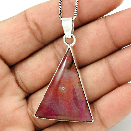 Natural Fuchsite Gemstone Pendant Stylish Pink 925 Sterling Silver Jewelry U19