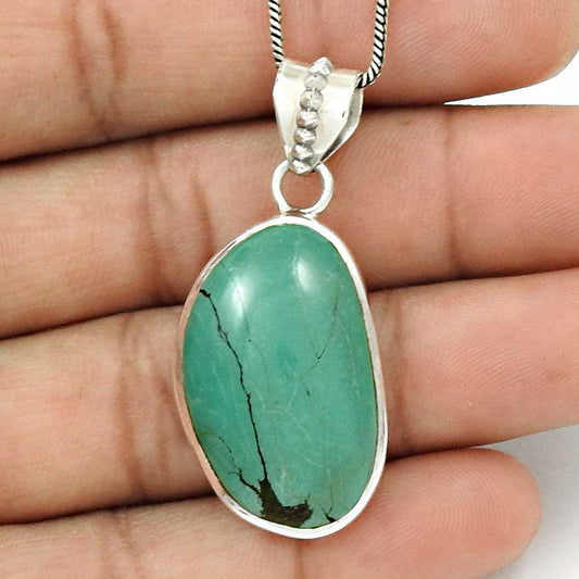 Gift For Women Pendant Tribal 925 Sterling Silver Natural Turquoise Gemstone X19