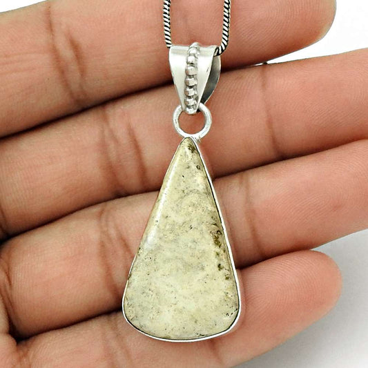 Gift For Women Pendant Stylish 925 Silver Natural Ocean Jasper Gemstone F20