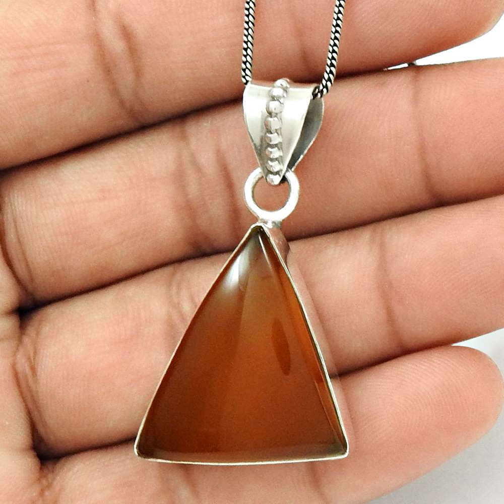 Natural Onyx Gemstone Pendant Tribal 925 Sterling Silver Jewelry For Women I20