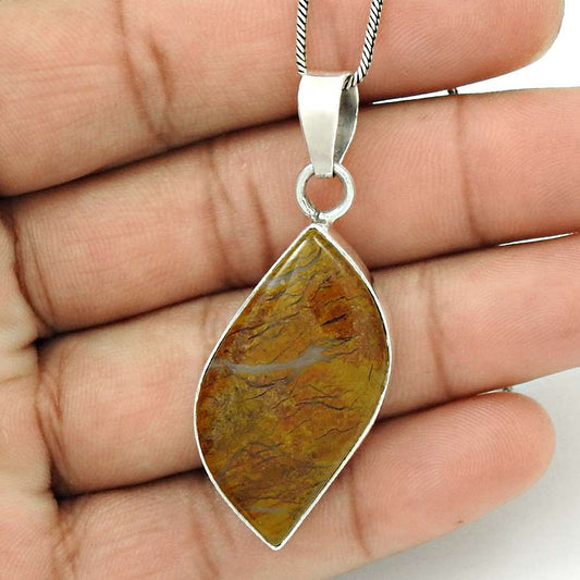 Anniversary Gift For Her Natural Imperial Jasper Pendant Stylish 925 Silver L20