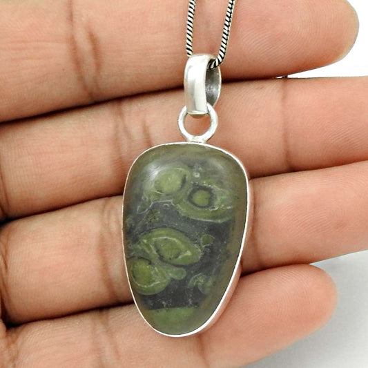 Natural Star Galaxy Jasper Gemstone 925 Silver Pendant Stylish For Women R20