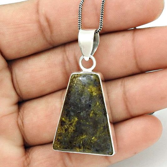Wedding Gift For Her 925 Silver Natural Leopardskin Jasper Pendant Tribal U20