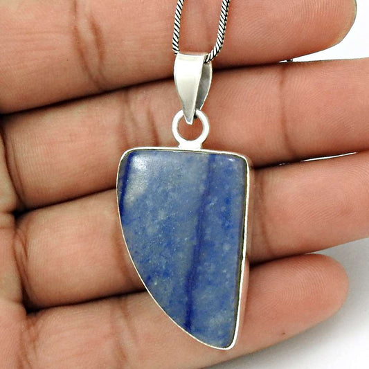 Natural Sodalite Gemstone Pendant Tribal 925 Sterling Silver Indian Jewelry A21