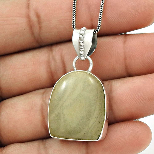 Wedding Gift For Her 925 Silver Natural Jasper Gemstone Pendant Boho G21