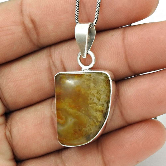Gift For Women Pendant Bohemian 925 Sterling Silver Natural Jasper Gemstone H21