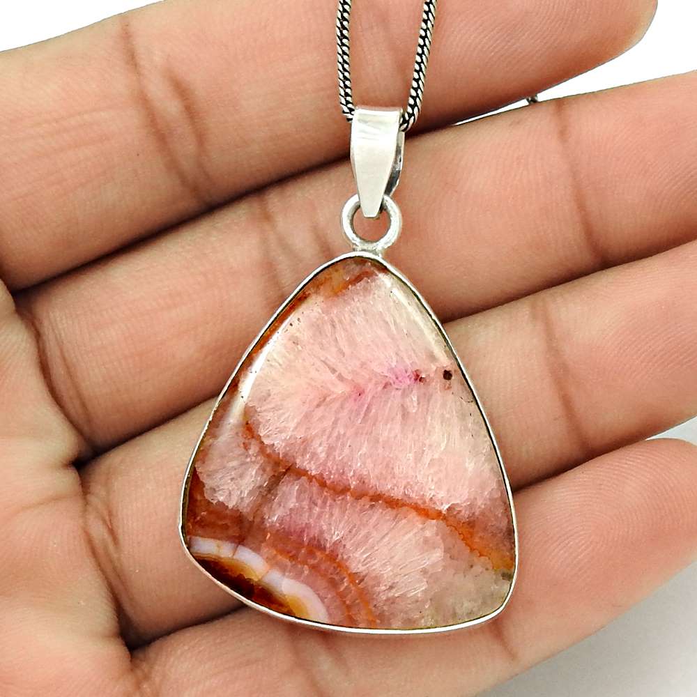Natural Fuchsite Gemstone 925 Sterling Silver Pendant Stylish For Girls O21