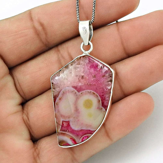 Natural Fuchsite Gemstone Pendant Ethnic 925 Sterling Silver For Women P21