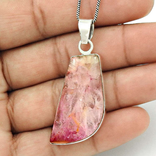 Gift For Her 925 Sterling Silver Natural Fuchsite Gemstone Pendant Tribal R21