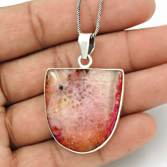 Halloween Gift Natural Fuchsite Gemstone Jewelry 925 Sterling Silver Pendant T18