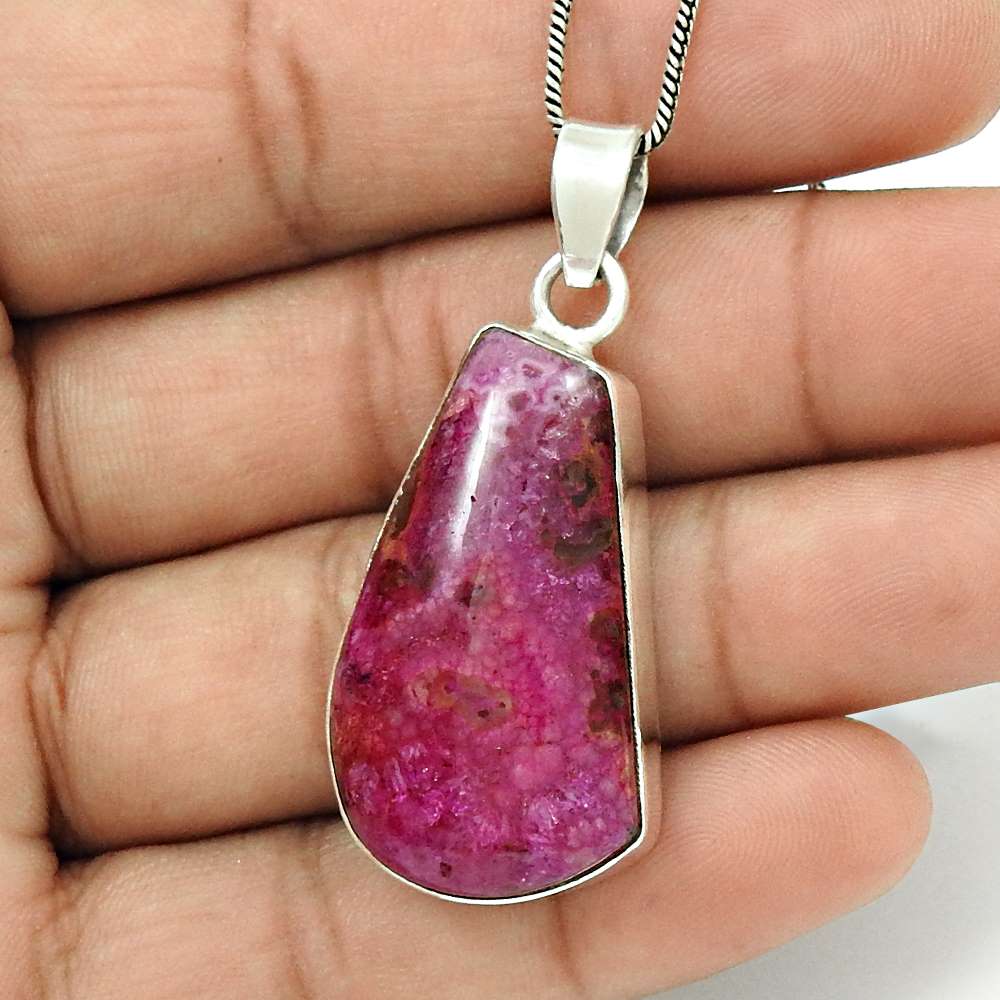 Natural Fuchsite Gemstone Pendant Bohemian 925 Sterling Silver Jewelry Y21