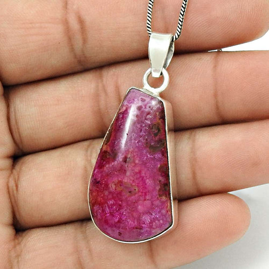 Natural Fuchsite Gemstone Pendant Bohemian 925 Sterling Silver Jewelry Y21
