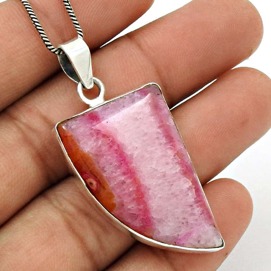 Anniversary Gift For Her Natural Fuchsite Gemstone Pendant Ethnic 925 Silver A22