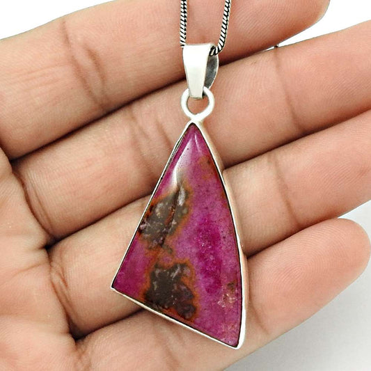 Natural Fuchsite Gemstone Pendant Tribal 925 Sterling Silver For Women C22