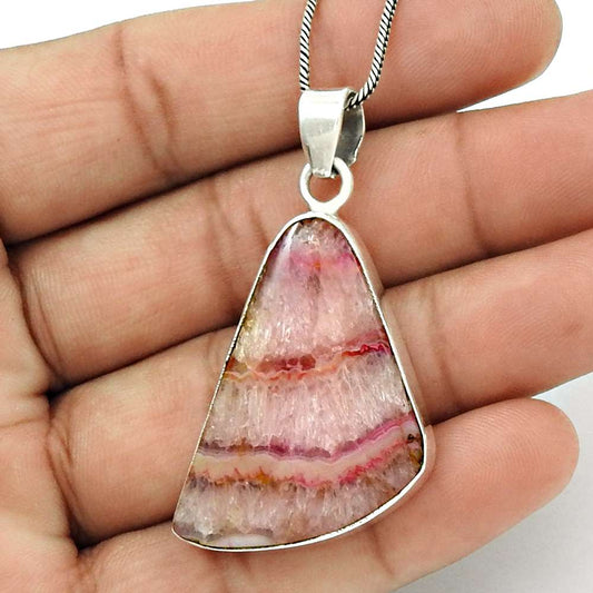 Natural Fuchsite Gemstone Pendant Boho 925 Sterling Silver Jewelry For Girls D22