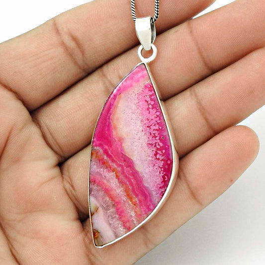 Natural Fuchsite Gemstone Pendant Bohemian 925 Sterling Silver For Women I22
