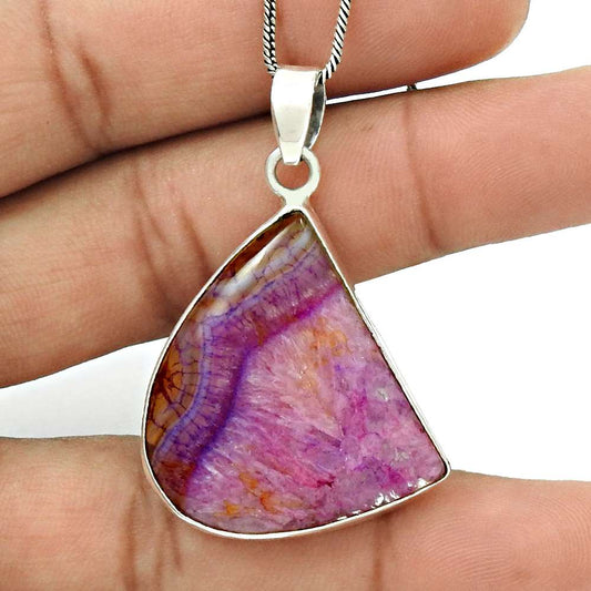Natural Fuchsite Gemstone 925 Sterling Silver Pendant Stylish For Women G1