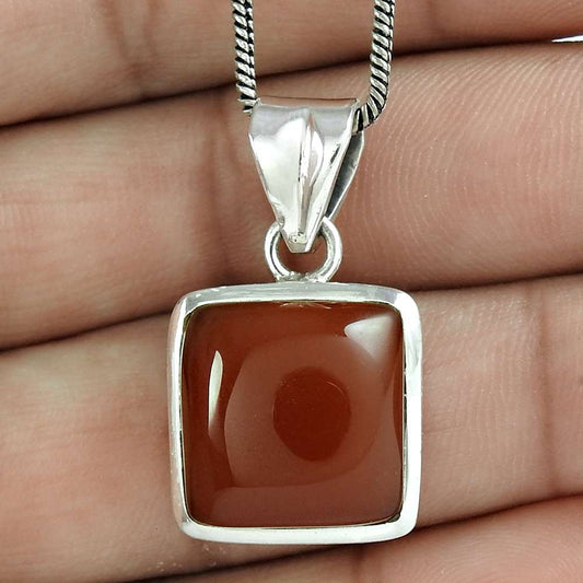 Gift For Her 925 Sterling Silver Natural Jasper Gemstone Pendant Vintage S6