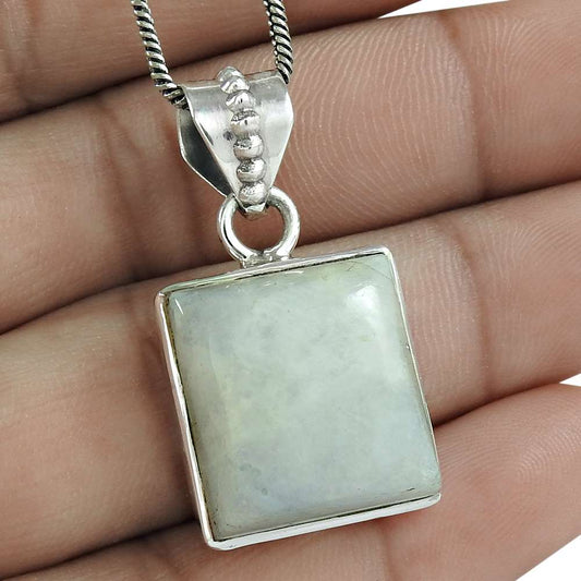 Gift For Her Natural Rainbow Moonstone Pendant Vintage 925 Silver S18