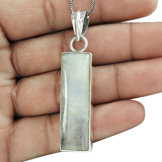 Birthday Gift For Her Natural Moonstone Gemstone Pendant Vintage 925 Silver J52