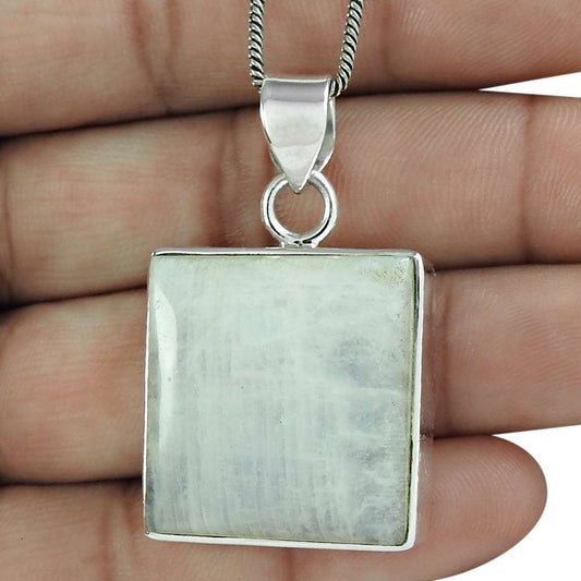 Birthday Gift For Her Natural Rainbow Moonstone Pendant Vintage 925 Silver P8
