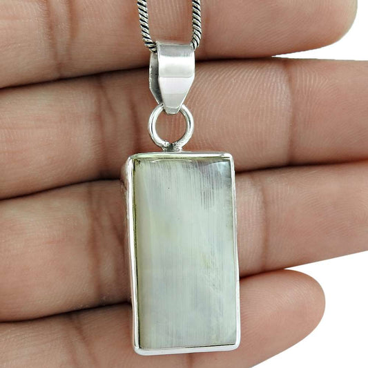 Birthday Gift For Her Natural Rainbow Moonstone Pendant Ethnic 925 Silver S11