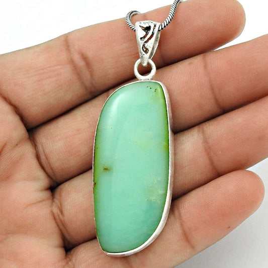 Natural Seraphinite Gemstone 925 Sterling Silver Pendant Tribal For Girls D6
