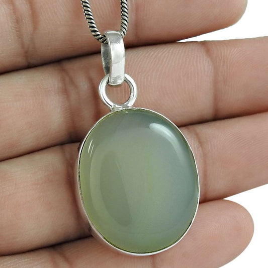 Natural Chalcedony Gemstone 925 Sterling Silver Pendant Ethnic For Women P5