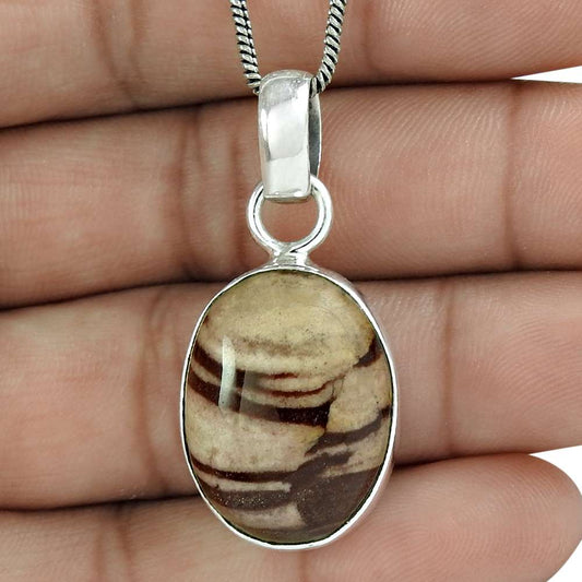 Gift For Her 925 Sterling Silver Natural Septarian Gemstone Pendant Boho D19