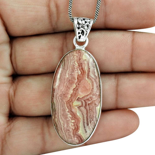 Halloween Gift Natural Rhodochrosite Gemstone Pendant 925 Sterling Silver C19