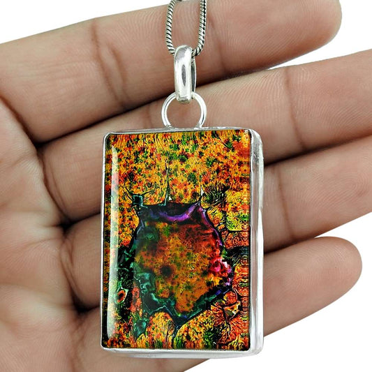 Halloween Gift Pendant 925 Sterling Silver Natural Dico Glass Gemstone N19