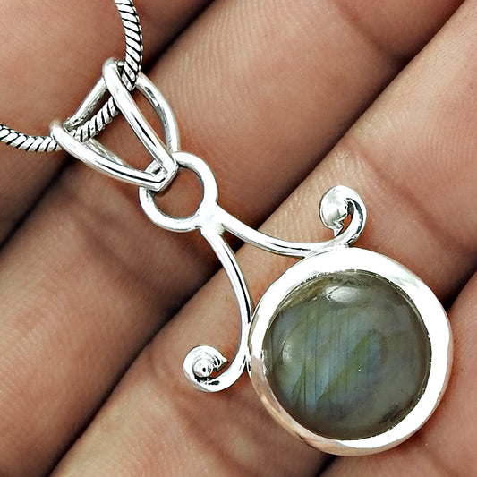 Christmas Gift 925 Sterling Silver Natural Labradorite Gemstone Pendant Boho G5