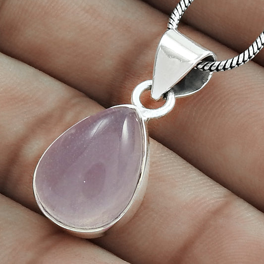 Christmas Gift 925 Sterling Silver Natural Rose Quartz Gemstone Pendant H5