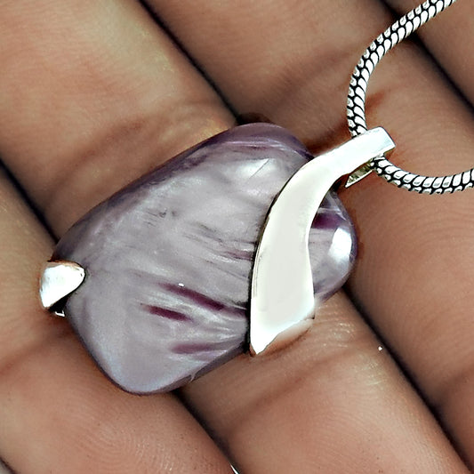 Christmas Gift Natural Colour Shell Gemstone Pendant Ethnic 925 Silver W5