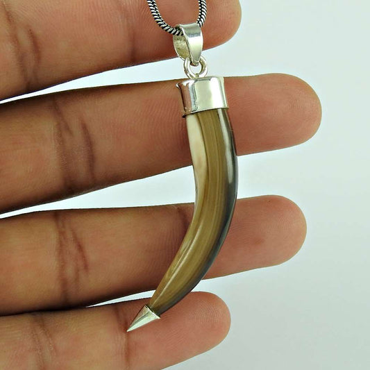 Natural Shell Gemstone Jewelry 925 Sterling Silver Pendant Ethnic For Girls X52