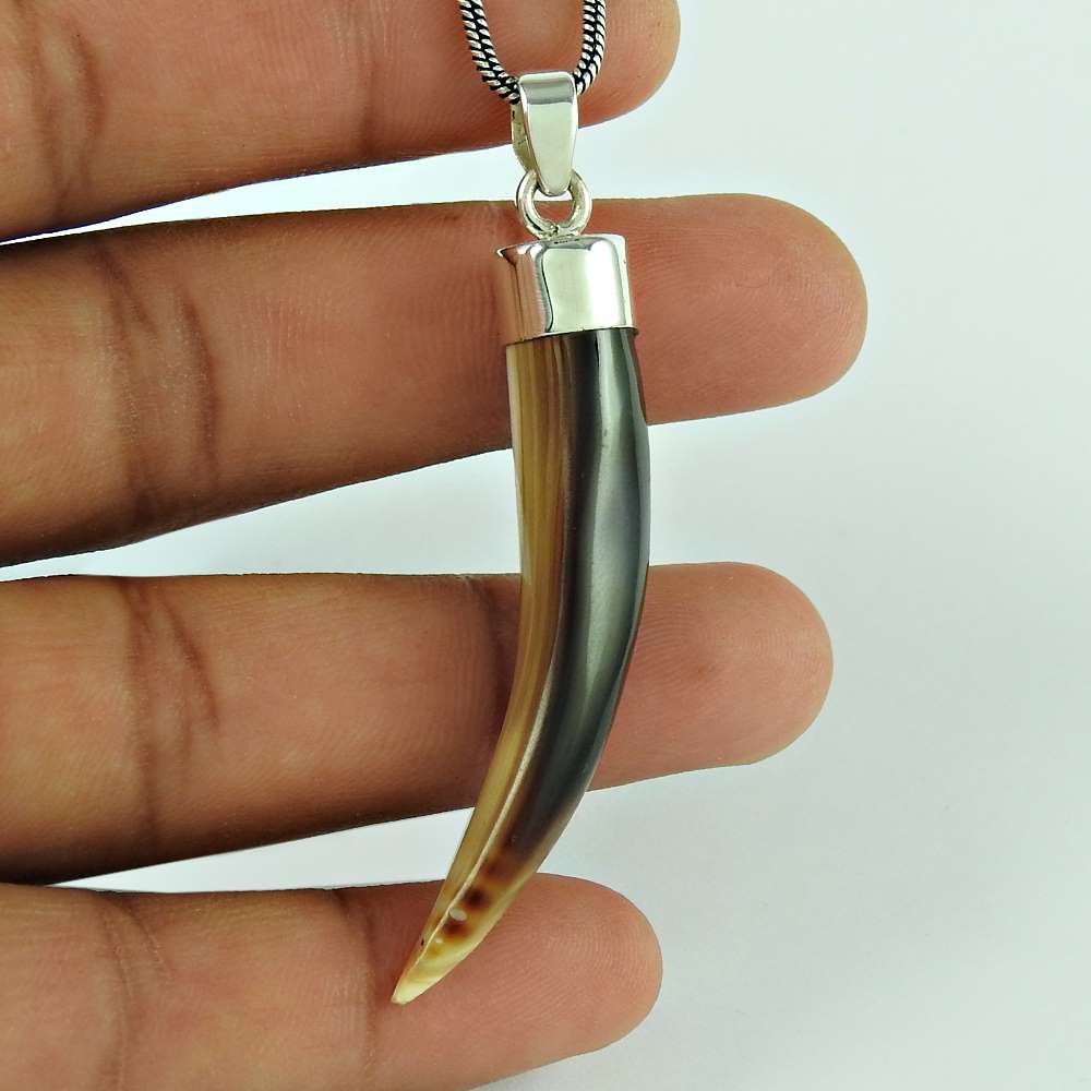 Wedding Gift For Her 925 Silver Natural Shell Gemstone Pendant Bohemian C26