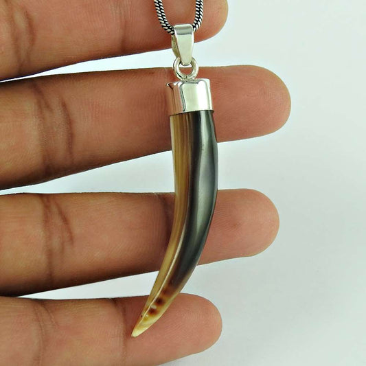 Wedding Gift For Her 925 Silver Natural Shell Gemstone Pendant Bohemian C26