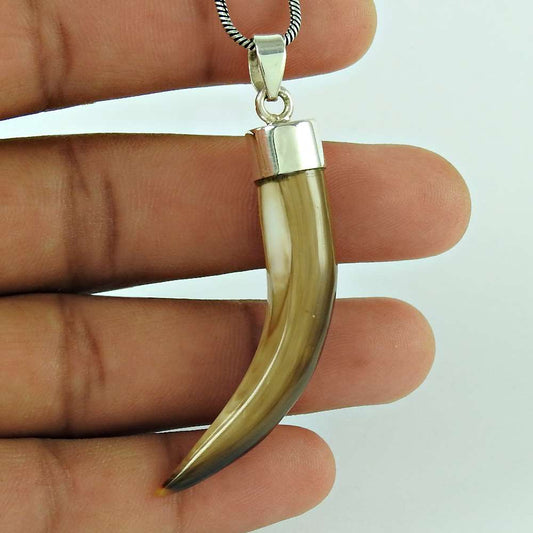 Natural Shell Gemstone Jewelry 925 Sterling Silver Pendant Tribal For Girls Y52