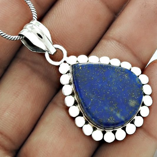 Christmas Gift Lapis Lazuli Gemstone Jewelry 925 Sterling Silver Pendant K5