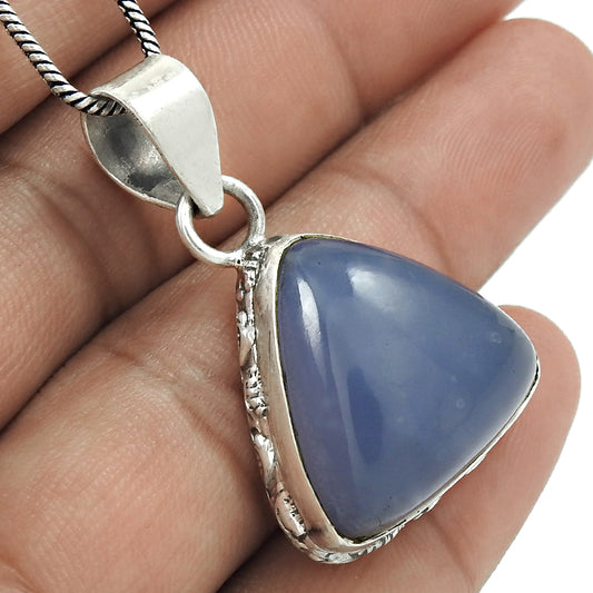 Christmas Gift Chalcedony Gemstone Pendant 925 Sterling Silver Indian Jewelry L5