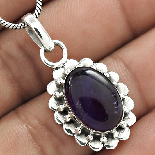 Christmas Gift Amethyst Gemstone Pendant 925 Sterling Silver Jewelry M5