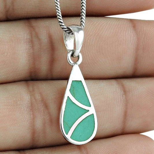 Indian Artisan Jewelry 925 Solid Sterling Silver Pendant Enamel G7