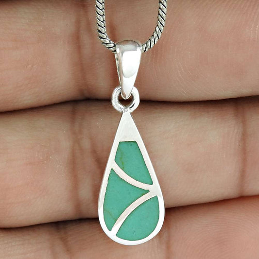 Handmade Indian Jewelry 925 Solid Sterling Silver Pendant Enamel W7