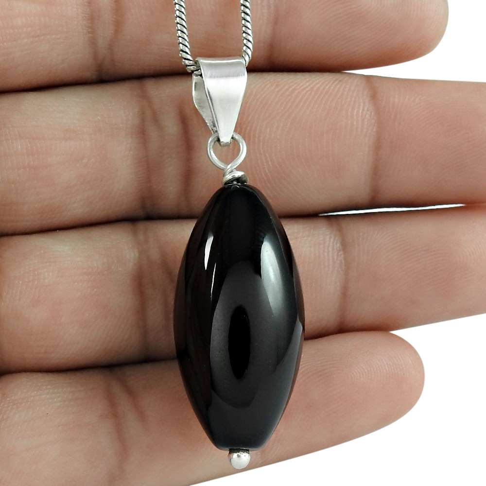 Natural Onyx Gemstone Indian Jewelry 925 Sterling Silver Pendant B15