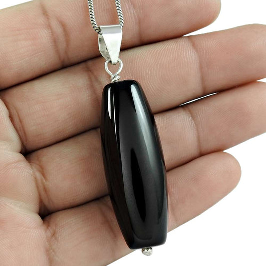 Halloween Gift Natural Onyx Gemstone Jewelry 925 Sterling Silver Pendant E20